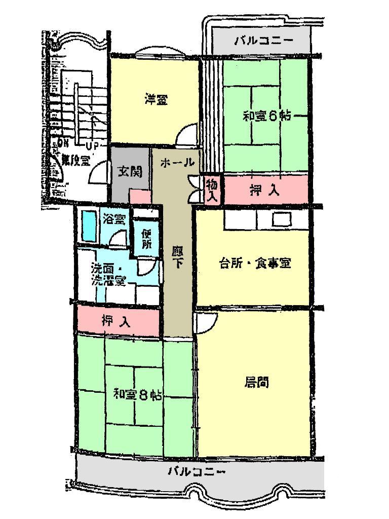 Floor plan. 3LDK, Price 8.5 million yen, Occupied area 87.79 sq m , Balcony area 13.3 sq m