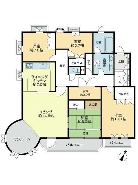 Floor plan. 4LDK, Price 32,800,000 yen, Footprint 147.65 sq m , Balcony area 14.2 sq m floor plan