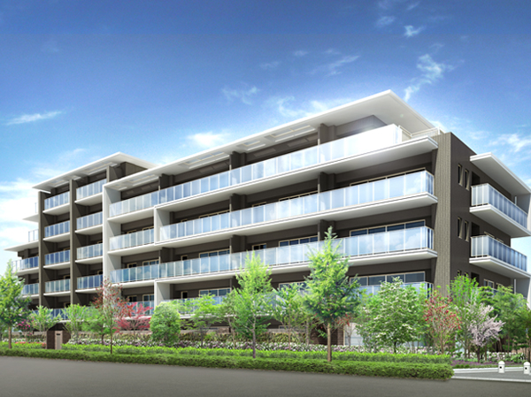 "Laurel Court Sunadabashi" Exterior - Rendering. So as to surround the entire building we plan to plant 栽豊 Kana outside the structure. In fact a slightly different