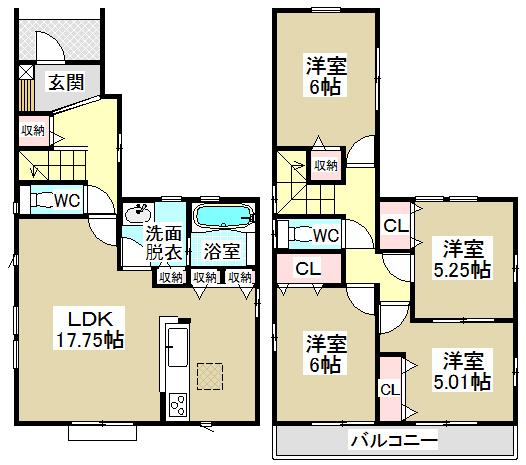 Floor plan. 42,800,000 yen, 4LDK, Land area 113.46 sq m , Building area 98.54 sq m