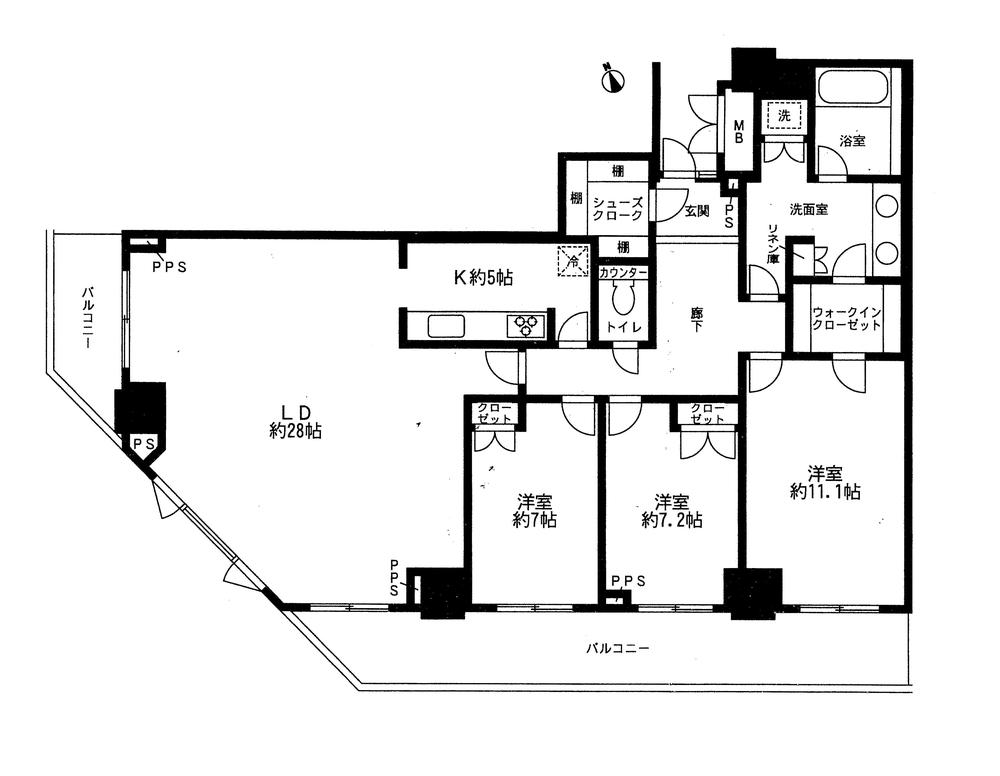 Floor plan. 3LDK, Price 79 million yen, Footprint 137.31 sq m , Balcony area 25.68 sq m plan view