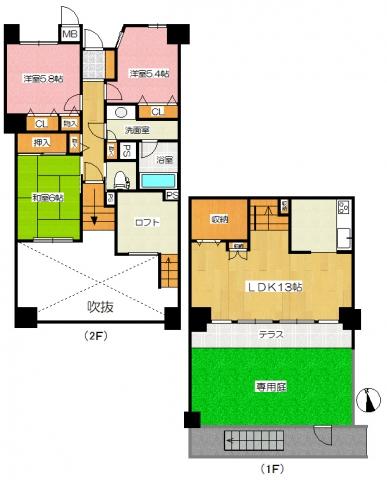 Floor plan. 3LDK, Price 25,800,000 yen, Occupied area 72.54 sq m floor plan