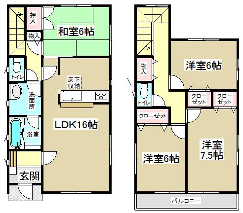 Floor plan. 34,900,000 yen, 3LDK + S (storeroom), Land area 116.18 sq m , Building area 98.82 sq m