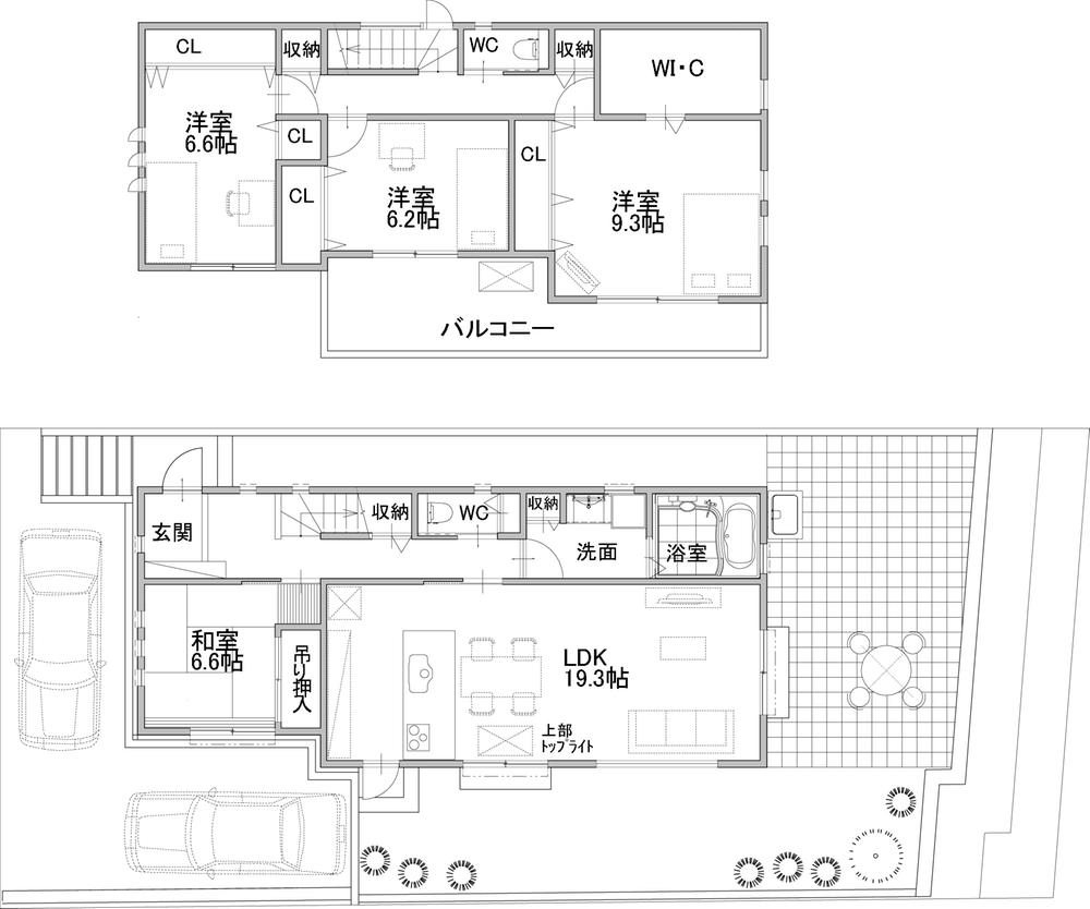 Floor plan. (South Building), Price 59,800,000 yen, 4LDK, Land area 203.46 sq m , Building area 126.94 sq m