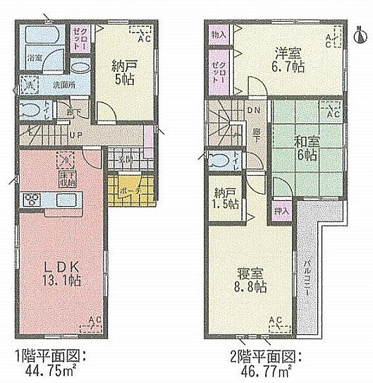 Floor plan. 34,900,000 yen, 3LDK + 2S (storeroom), Land area 157.42 sq m , Building area 91.52 sq m