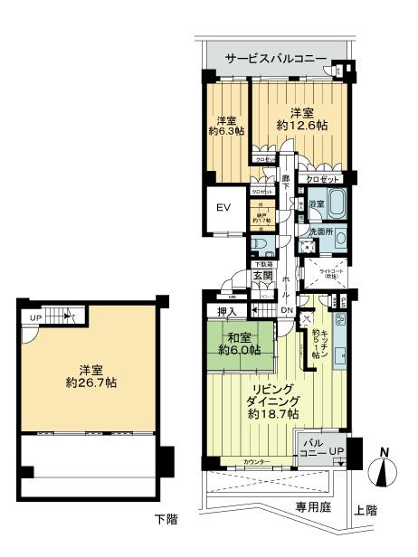 Floor plan. 4LDK, Price 72,800,000 yen, Footprint 171.51 sq m , Balcony area 19.84 sq m