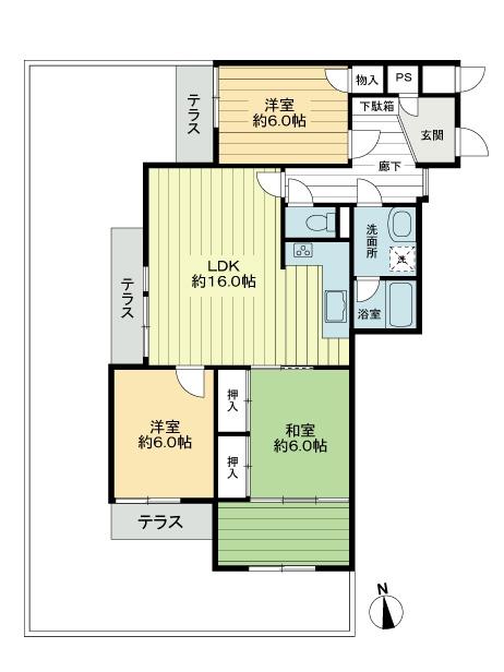 Floor plan. 3LDK, Price 12.8 million yen, Occupied area 81.54 sq m floor plan