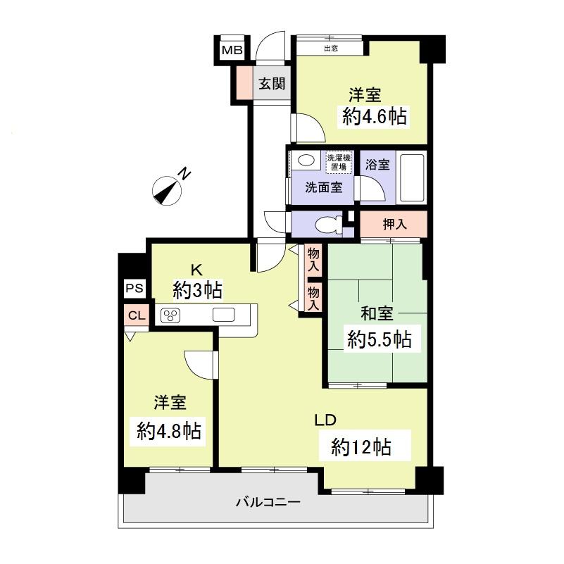 Floor plan. 3LDK, Price 16.5 million yen, Footprint 70.6 sq m , Balcony area 9.91 sq m 3LDK