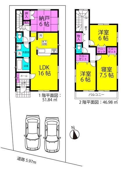 Floor plan. 34,900,000 yen, 3LDK + S (storeroom), Land area 116.18 sq m , Building area 98.82 sq m
