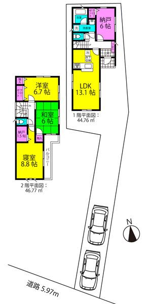 Floor plan. 35,900,000 yen, 3LDK + 2S (storeroom), Land area 157.42 sq m , Building area 91.52 sq m