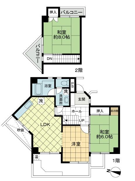 Floor plan. 3LDK, Price 12.4 million yen, Occupied area 70.92 sq m , Balcony area 11.75 sq m LDK about 12 Pledge, Western-style about 6 Pledge