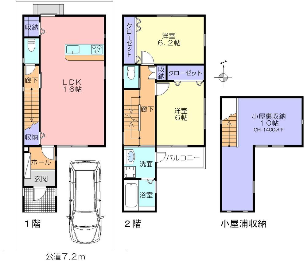 Floor plan. 46,800,000 yen, 2LDK, Land area 72.72 sq m , Building area 77.02 sq m