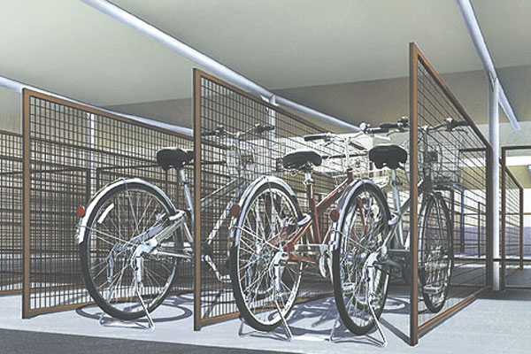 Common utility.  [Cycle port] Protect the important bicycle or motorbike from the wind and rain, Flat location type of the specification cycle port Covered 8 compartment minute ensure (Rendering)