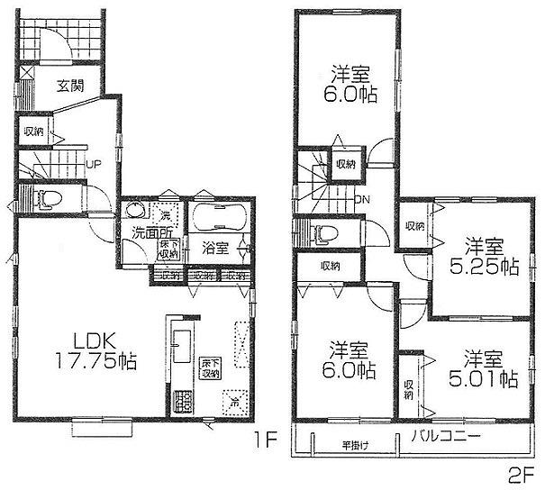 Floor plan. 42,800,000 yen, 4LDK, Land area 115.47 sq m , Building area 98.54 sq m
