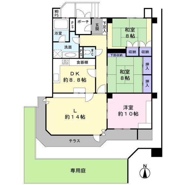 Floor plan. 3LDK, Price 24,880,000 yen, The area occupied 112.1 sq m , Balcony area 13.8 sq m