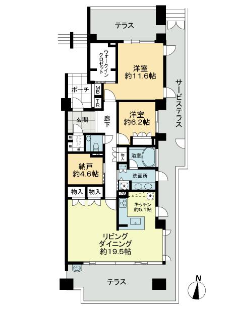 Floor plan. 2LDK + S (storeroom), Price 69 million yen, Footprint 118.15 sq m floor plan