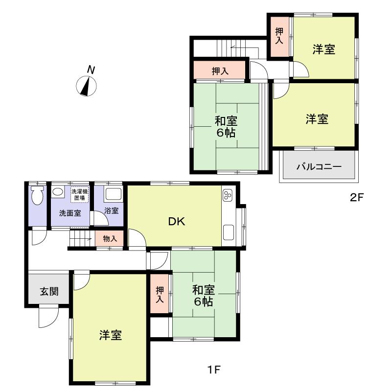 Floor plan. 24,800,000 yen, 5DK, Land area 169.77 sq m , Building area 95.64 sq m 5DK