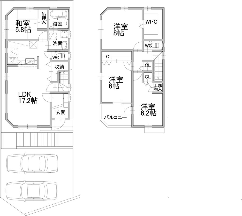 Floor plan. (West Wing), Price 49,800,000 yen, 4LDK, Land area 112.69 sq m , Building area 103.41 sq m