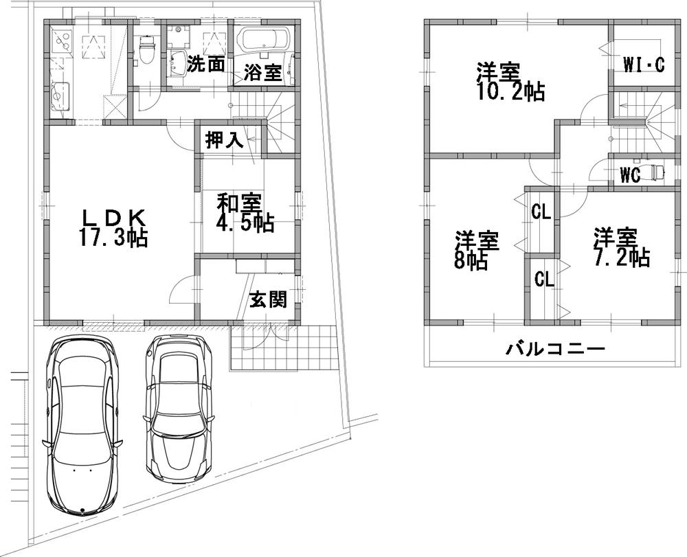 Floor plan. (East Building), Price 48,800,000 yen, 4LDK, Land area 112.69 sq m , Building area 111.8 sq m