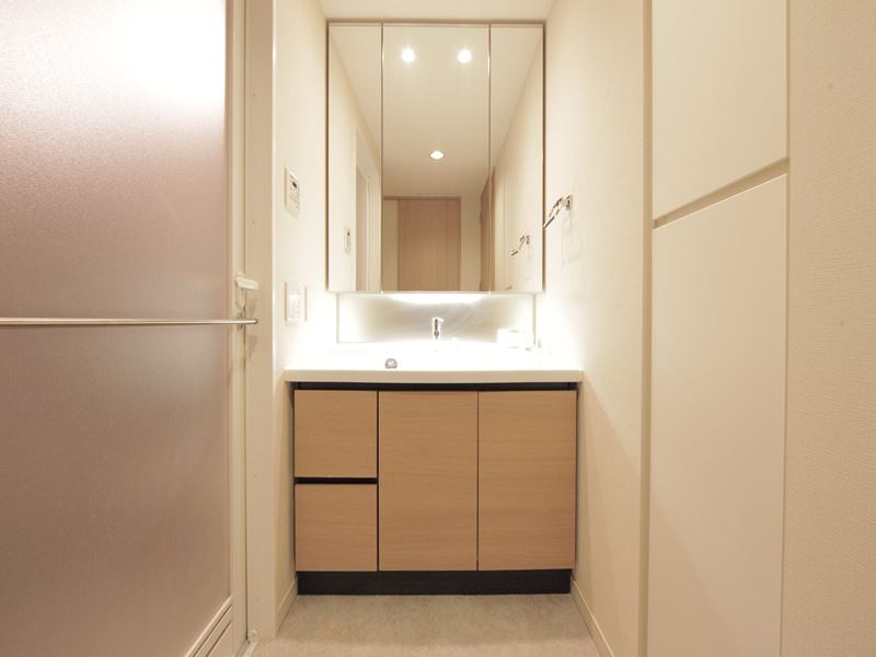 Washroom. Dressing room With separate wash basin (three-sided mirror)