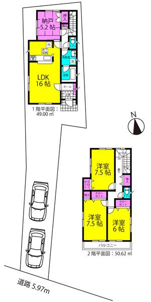 Floor plan. 34,900,000 yen, 3LDK + S (storeroom), Land area 142.77 sq m , Building area 99.62 sq m