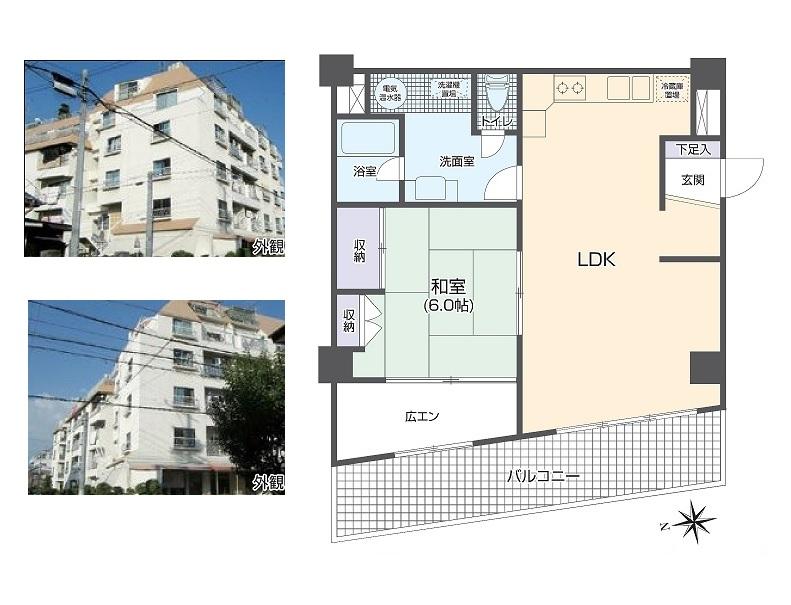 Floor plan. 1LDK, Price 7.45 million yen, Occupied area 56.18 sq m , Wide balcony balcony area 12.5 sq m about 12.5 sq m