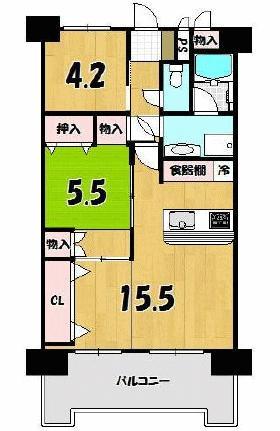 Floor plan. 3LDK, Price 6.5 million yen, Occupied area 57.42 sq m floor plan