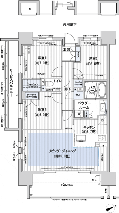 Floor: 3LDK, occupied area: 80.41 sq m, Price: 47.8 million yen