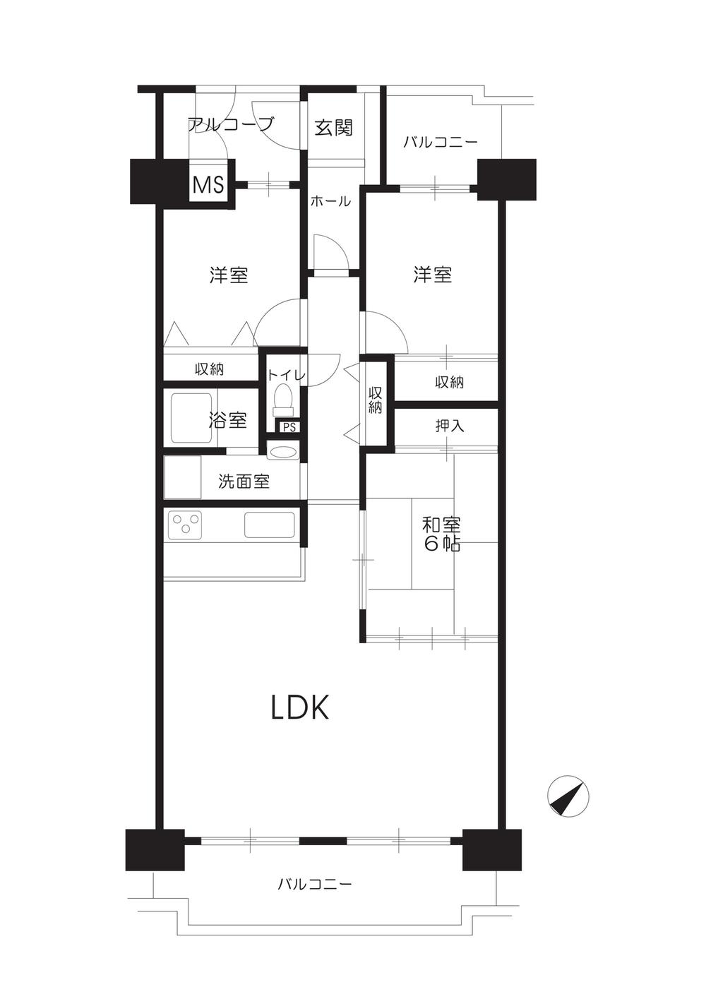 Floor plan. 3LDK, Price 14.8 million yen, Occupied area 79.33 sq m , Balcony area 15.37 sq m