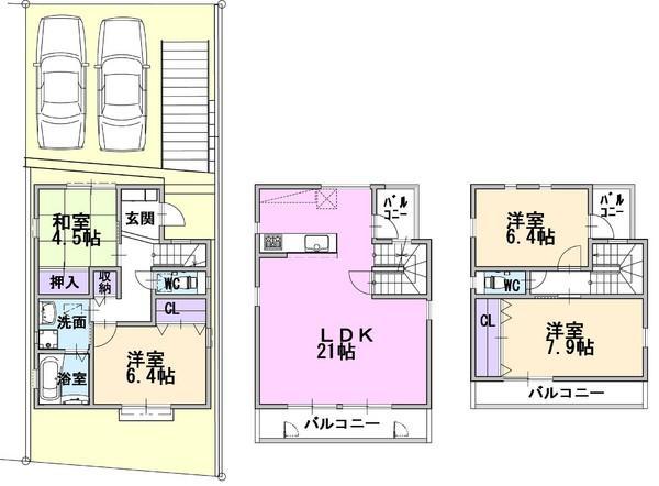 Floor plan. 44,800,000 yen, 4LDK, Land area 100 sq m , Building area 109.88 sq m