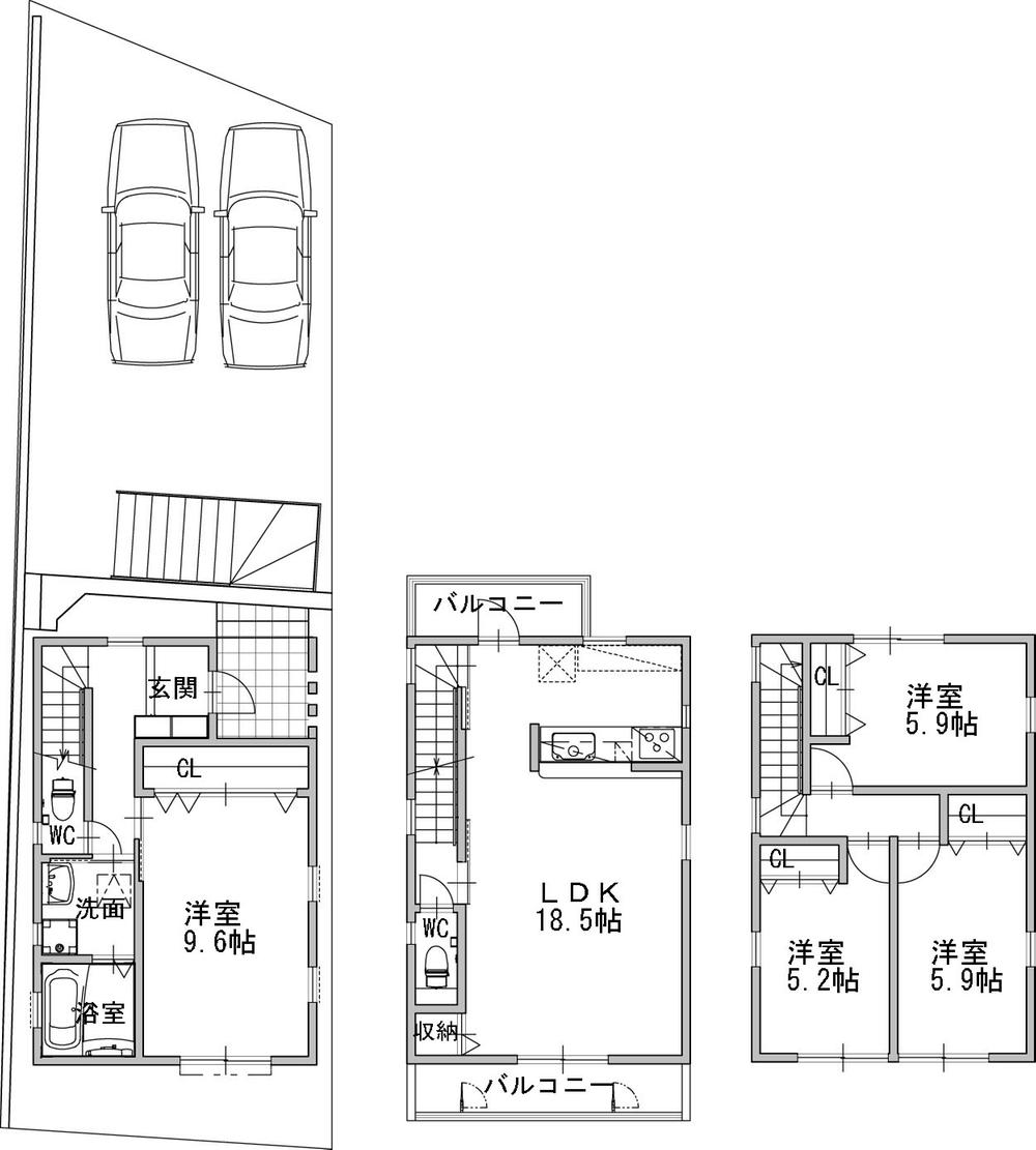 Floor plan. (A Building), Price 47,500,000 yen, 4LDK, Land area 111.22 sq m , Building area 108.93 sq m