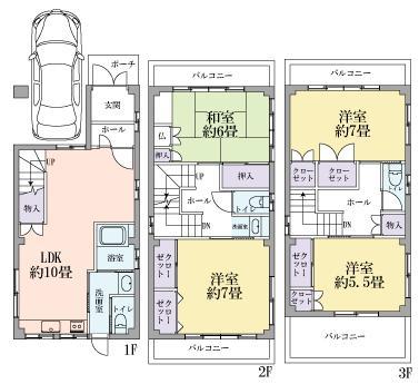 Floor plan. 29,800,000 yen, 4LDK, Land area 63.86 sq m , Building area 105.78 sq m