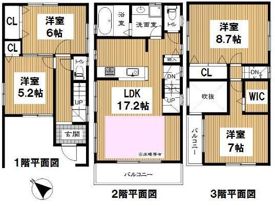 Floor plan. (C Building), Price 40,800,000 yen, 4LDK, Land area 66.13 sq m , Building area 111.77 sq m