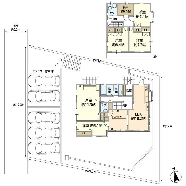 85 million yen, 5LDK + S (storeroom), Land area 375 sq m , Building area 105.98 sq m floor plan: spacious 5SLDK