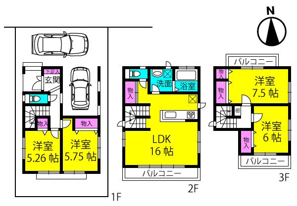 Floor plan. 27,900,000 yen, 4LDK, Land area 81.47 sq m , Building area 101.04 sq m