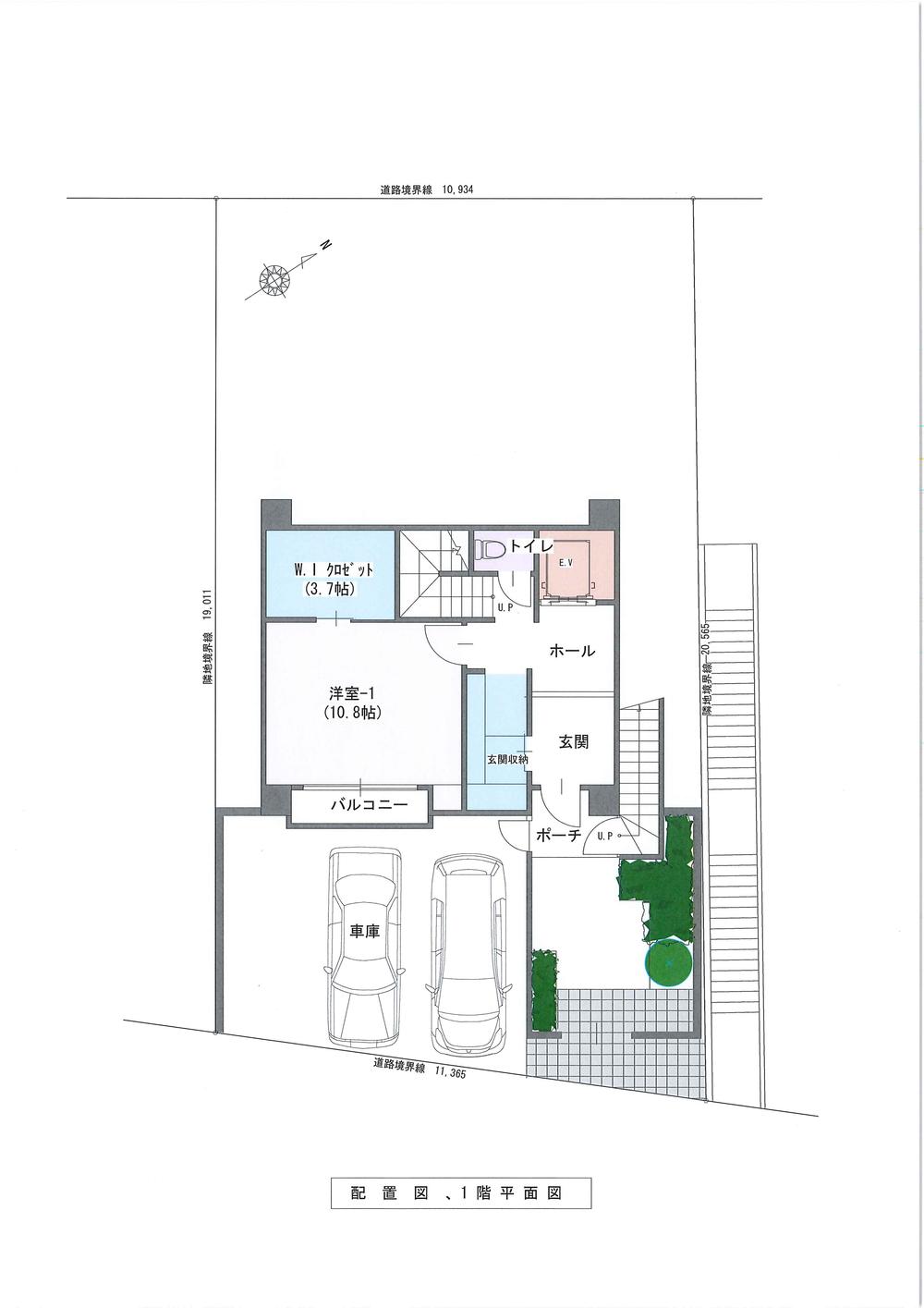 Building plan example (floor plan). 1F