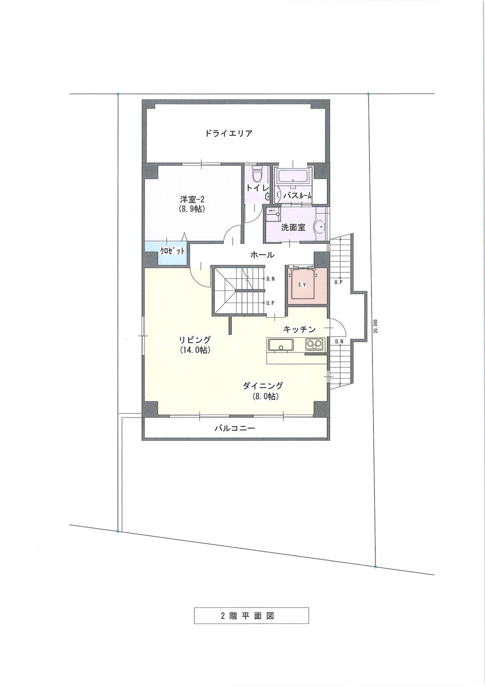 Building plan example (floor plan). 2F
