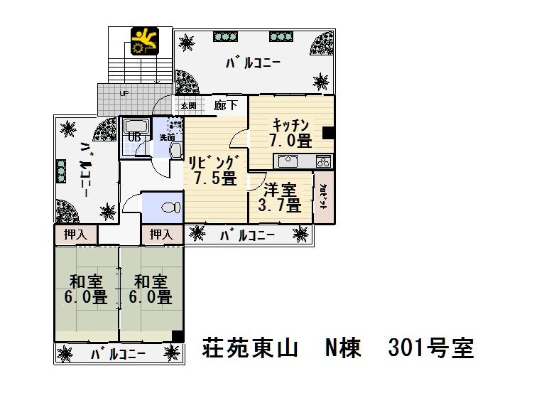 Floor plan. 3LDK, Price 13 million yen, Occupied area 73.71 sq m