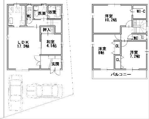 Floor plan. (East Building), Price 48,800,000 yen, 4LDK+S, Land area 112.69 sq m , Building area 111.8 sq m