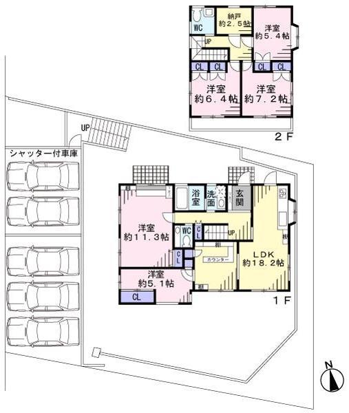 Floor plan. 85 million yen, 5LDK + S (storeroom), Land area 375 sq m , Building area 105.98 sq m