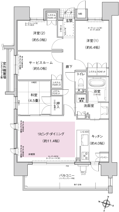 Floor: 3LDK + S (2F ~ 7F), the occupied area: 80.83 sq m