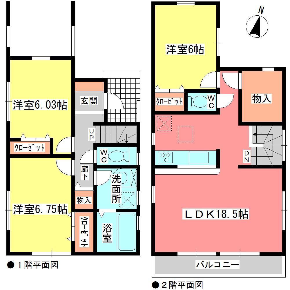 Floor plan. (1 Building), Price 28,900,000 yen, 3LDK, Land area 103.71 sq m , Building area 95.65 sq m