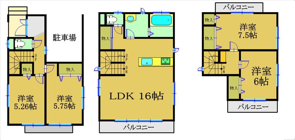 Floor plan. (1 Building), Price 27,900,000 yen, 4DK, Land area 81.47 sq m , Building area 101.04 sq m