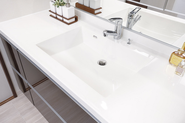 Bathing-wash room.  [Bowl-integrated counter] Countertops artificial marble basin bowl and integrated. There is no gap, Care is also smooth (same specifications)