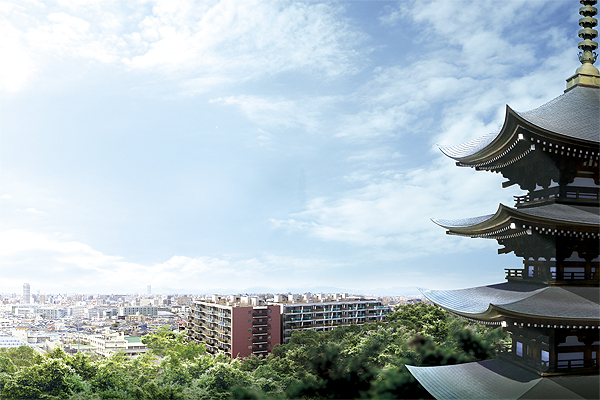 Surrounding environment. Publication photograph of the view photos from the 10th floor equivalent (2013 February shooting), And the Exterior - Rendering and Nittaiji Temple drew on the basis of the drawings (2013 February shooting) which was synthesized processing, In fact a slightly different