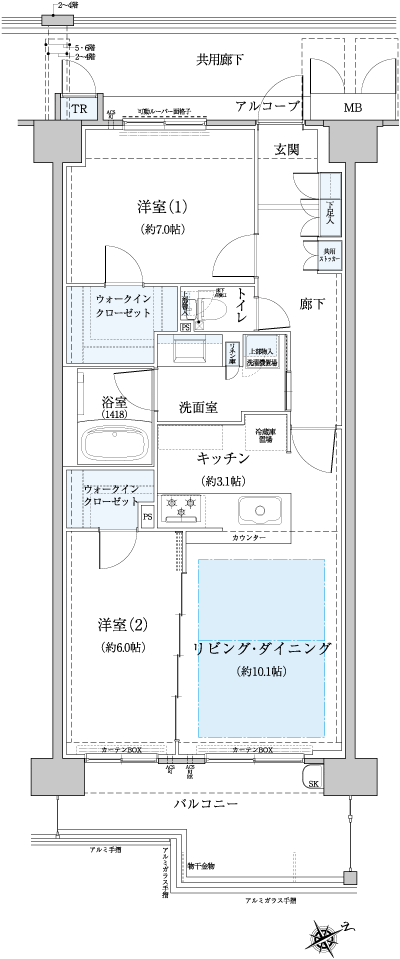 Floor: 2LDK + 2WIC + TR, the area occupied: 66.4 sq m, Price: 27.9 million yen