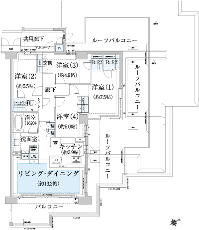 Floor: 4LDK + 3WIC + TR, the occupied area: 91.35 sq m, Price: 46,860,000 yen