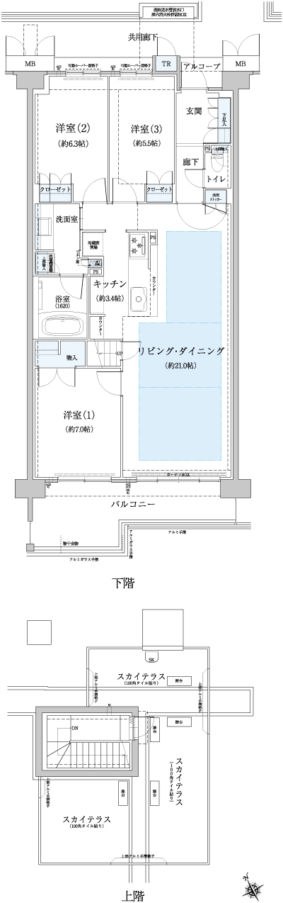 Floor: 3LDK + TR, the occupied area: 97.72 sq m, Price: 50.6 million yen