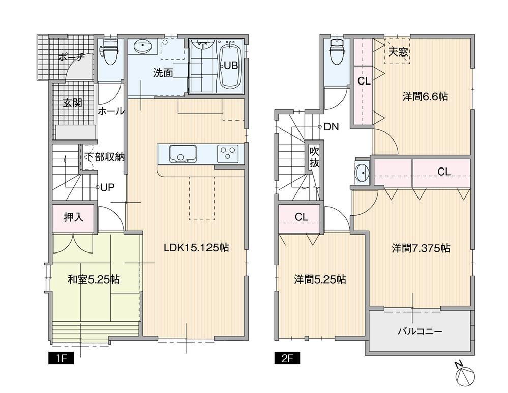 Building plan example (floor plan). Building plan example (F compartment) 4LDK, Land price 21,200,000 yen, Land area 110.56 sq m , Building price 21.6 million yen, Building area 110.56 sq m