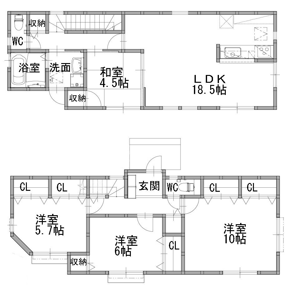 Floor plan. (South Building), Price 44,800,000 yen, 4LDK, Land area 155.7 sq m , Building area 111.12 sq m